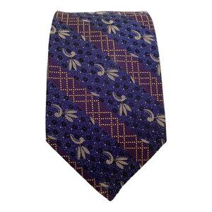 GUY LAROCHE Blue Geometric Silk Tie Canada 57"- 3.9" EC